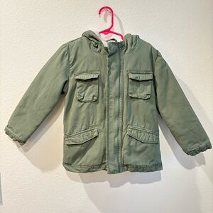 Cat & Jack Olive Green Sherpa Lined Hooded Utility Jacket Size 4T